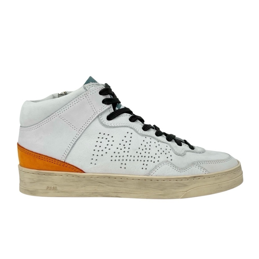 New P448 Balihi High Top Sneaker Women’s Euro Size 39 (US 8.5 - 9) White Orange - Picture 3 of 13